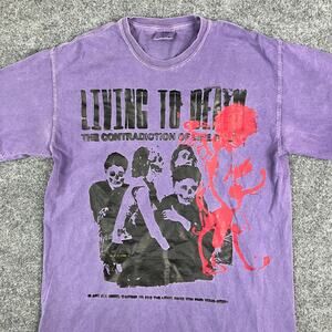 Comfort Colors T-Shirt Mens M Purple Graphic Gothic Washed Streetwear Art Tee